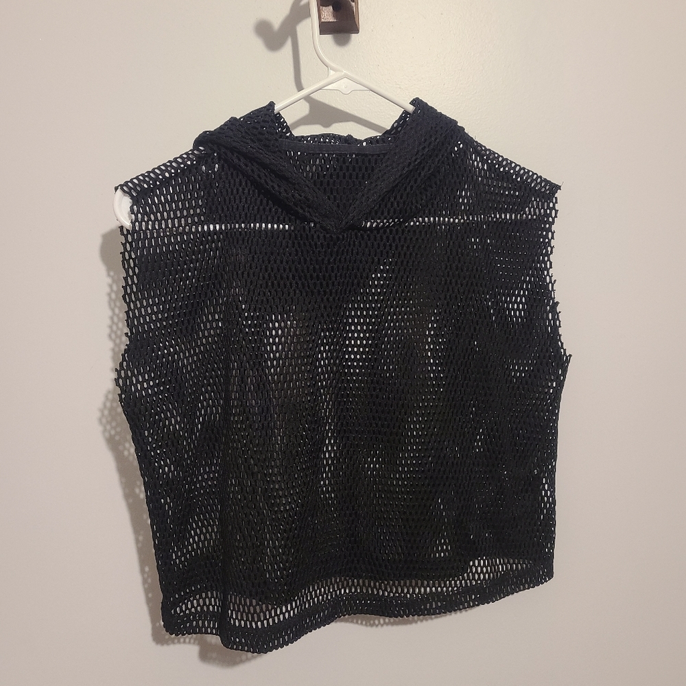 Cropped mesh hoodie